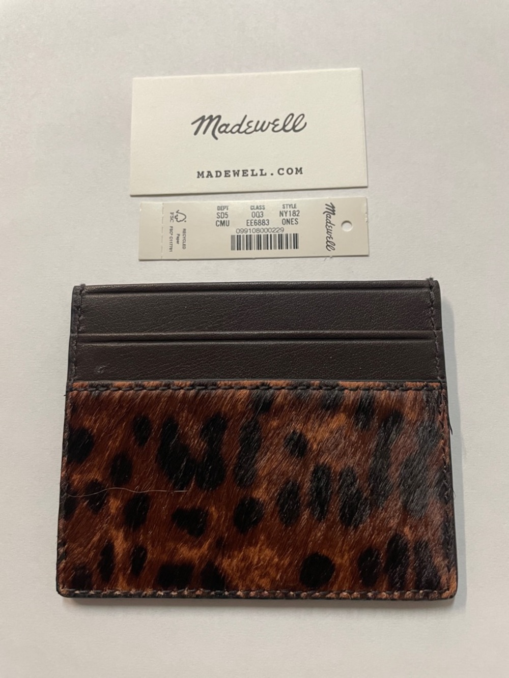 Madewell "The Card Case" Leopard Haircalf Card Holder in Brown and Black multi